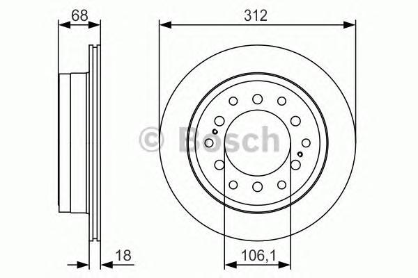 

Тормозной диск Bosch задний вентилируемый 312x18 мм 6 отверстий 0986479S36