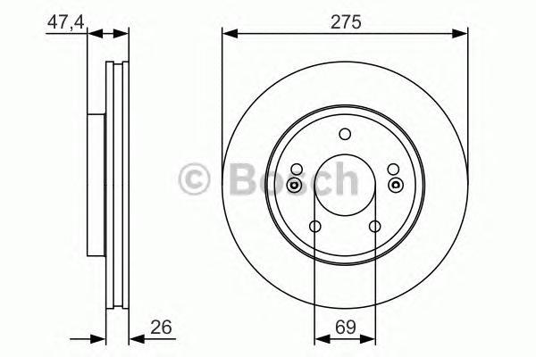 

Тормозной диск Bosch передний вентилируемый 275x26 мм 5 отверстий 0986479R26