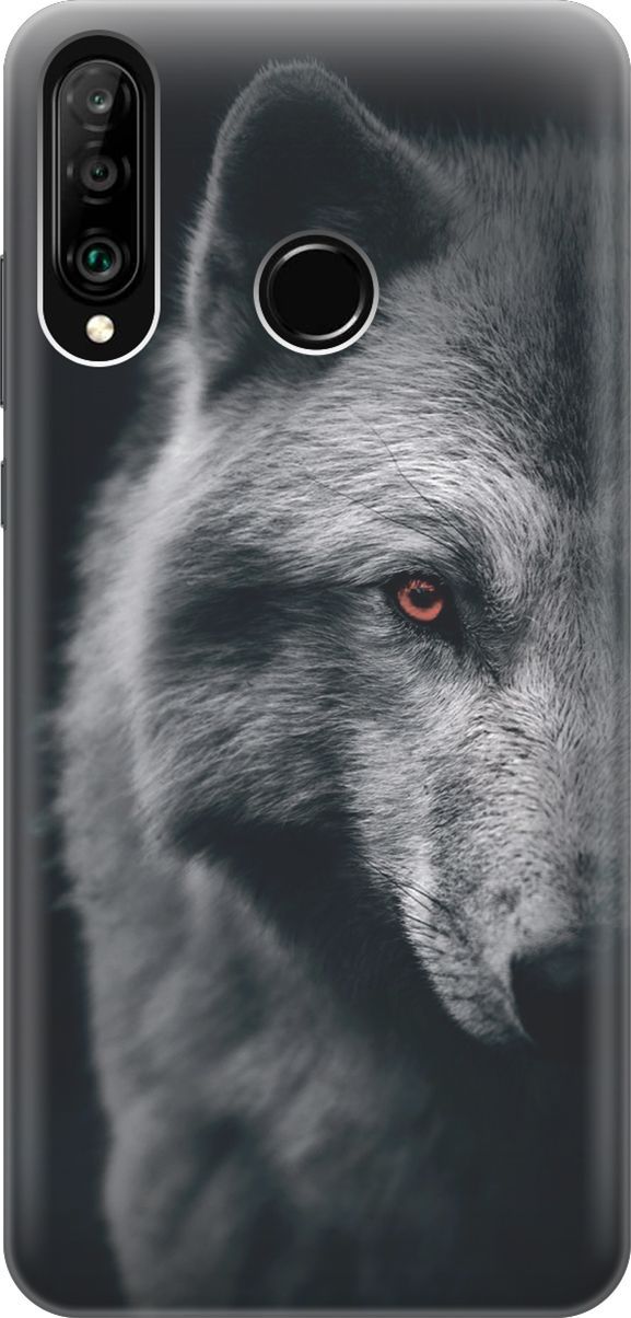 

Чехол на Honor 20 Lite/20s/Huawei P30 Lite "Красноглазый волк", Красный;серый, 5903