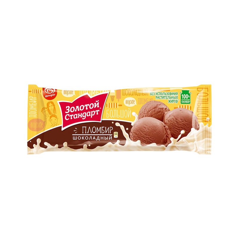Мороженое пломбир Золотой Стандарт Шоколадное БЗМЖ 400 г