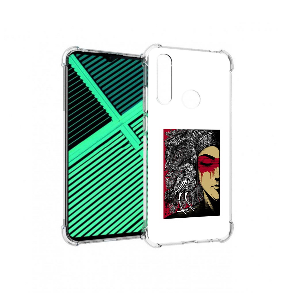 

Чехол MyPads Tocco для Motorola Moto G8 Power Lite девушка с вороном в абстракции, Прозрачный, Tocco
