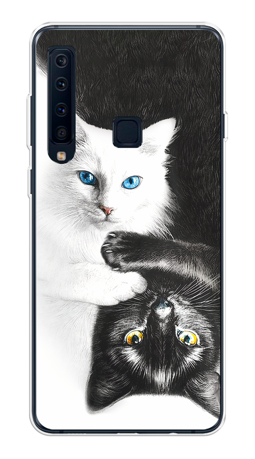 

Чехол на Samsung Galaxy A9 2018 "Коты Инь-Янь", Черный;белый;голубой, 26650-1