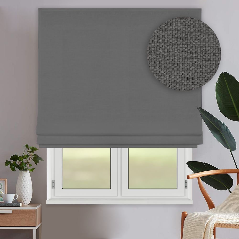 

Римская штора OLEXDECO Монро Dim-out тёмно-серый 90х170 см, RIM-MONRO