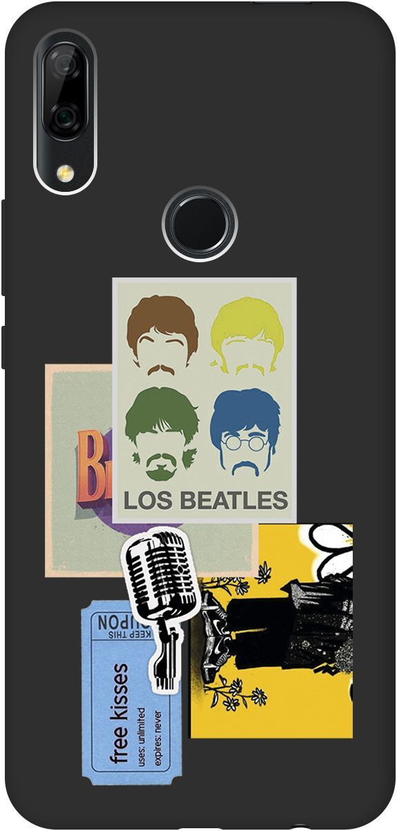 

Чехол на Honor 9X/Huawei P Smart Z/Y9 Prime (2019) "Beatles Stickers" черный, Черный;белый, 8378