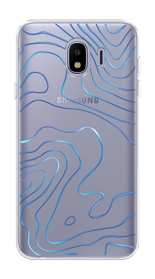 

Чехол на Samsung Galaxy J4 "Blue lines", Прозрачный;синий, 26450-1