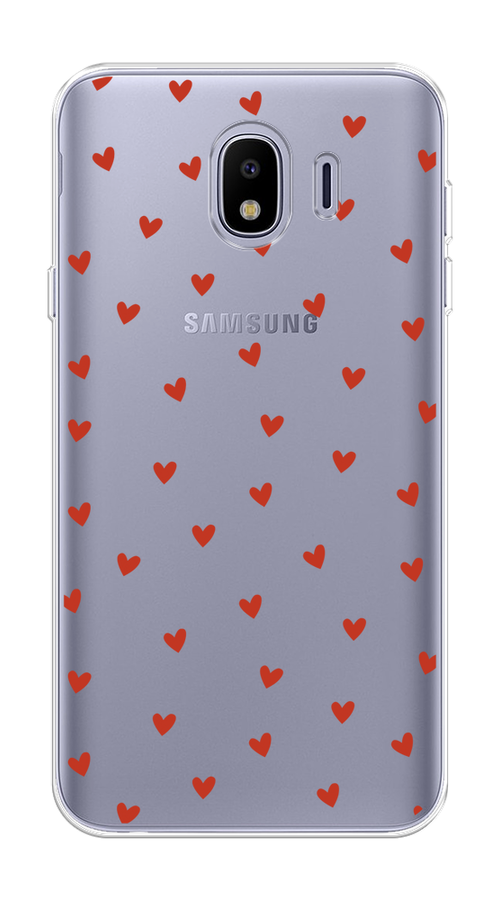 

Чехол на Samsung Galaxy J4 "Red hearts", Красный;прозрачный, 26450-1