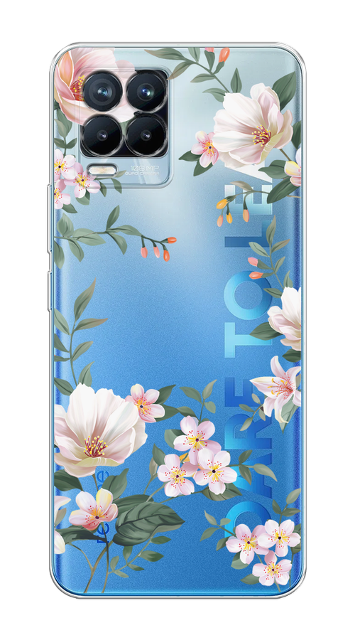 

Чехол на Oppo Realme 8/8 Pro "Beautiful white flowers", Бежевый;зеленый, 255450-1