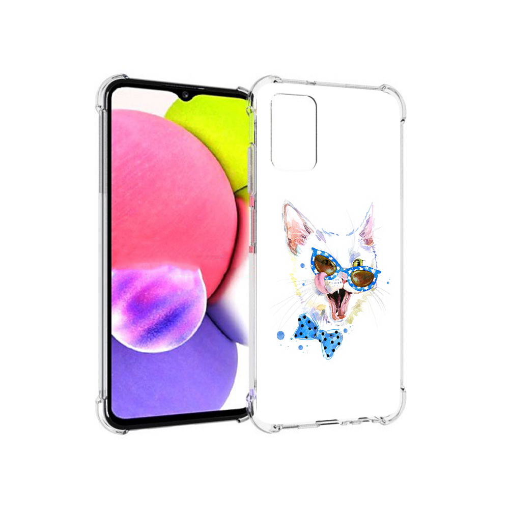 

Чехол MyPads Tocco для Samsung Galaxy A03s белый кот (PT162170.549.229), Прозрачный, Tocco