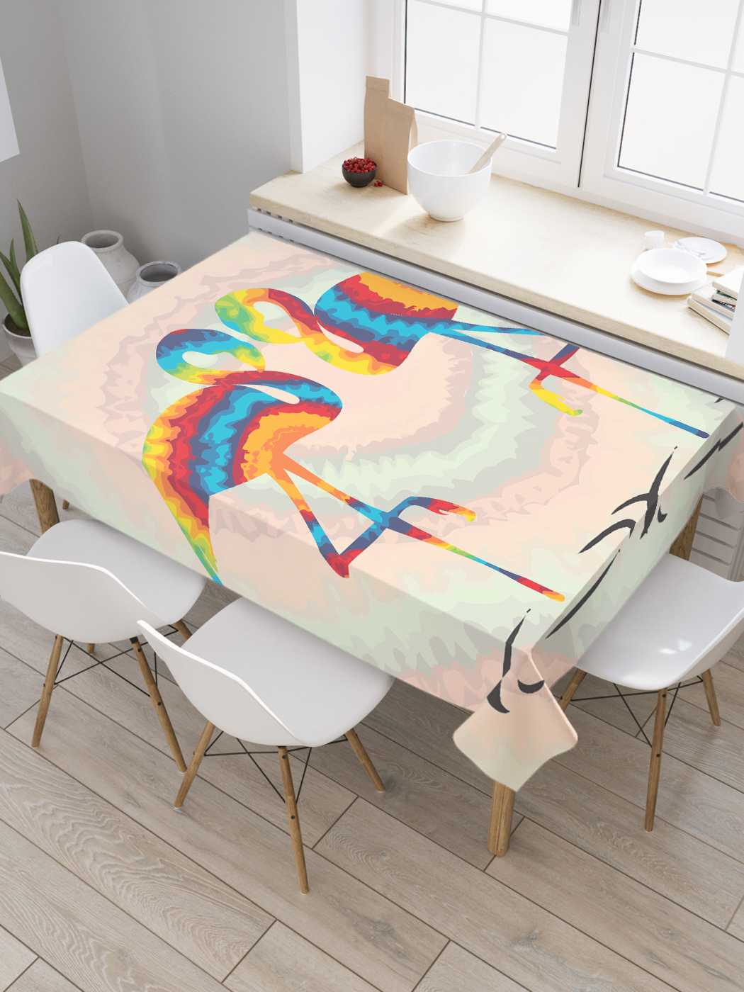 

Скатерть прямоугольная JoyArty "Радужные фламинго" из сатена, 180x145 см, Коричневый, Радужные фламинго