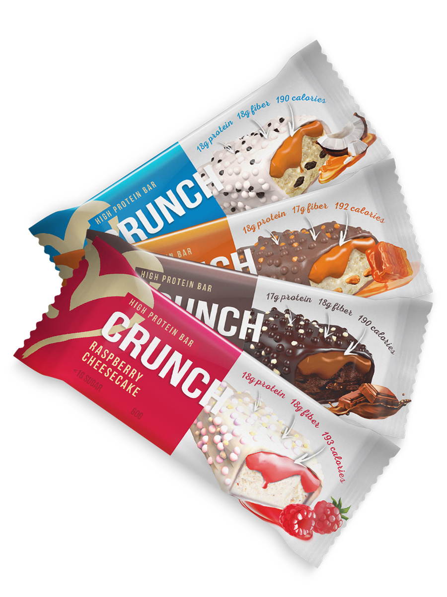 

Ассорти Протеиновый 4х-слойный батончик Crunch Bar, 4шт по 60г