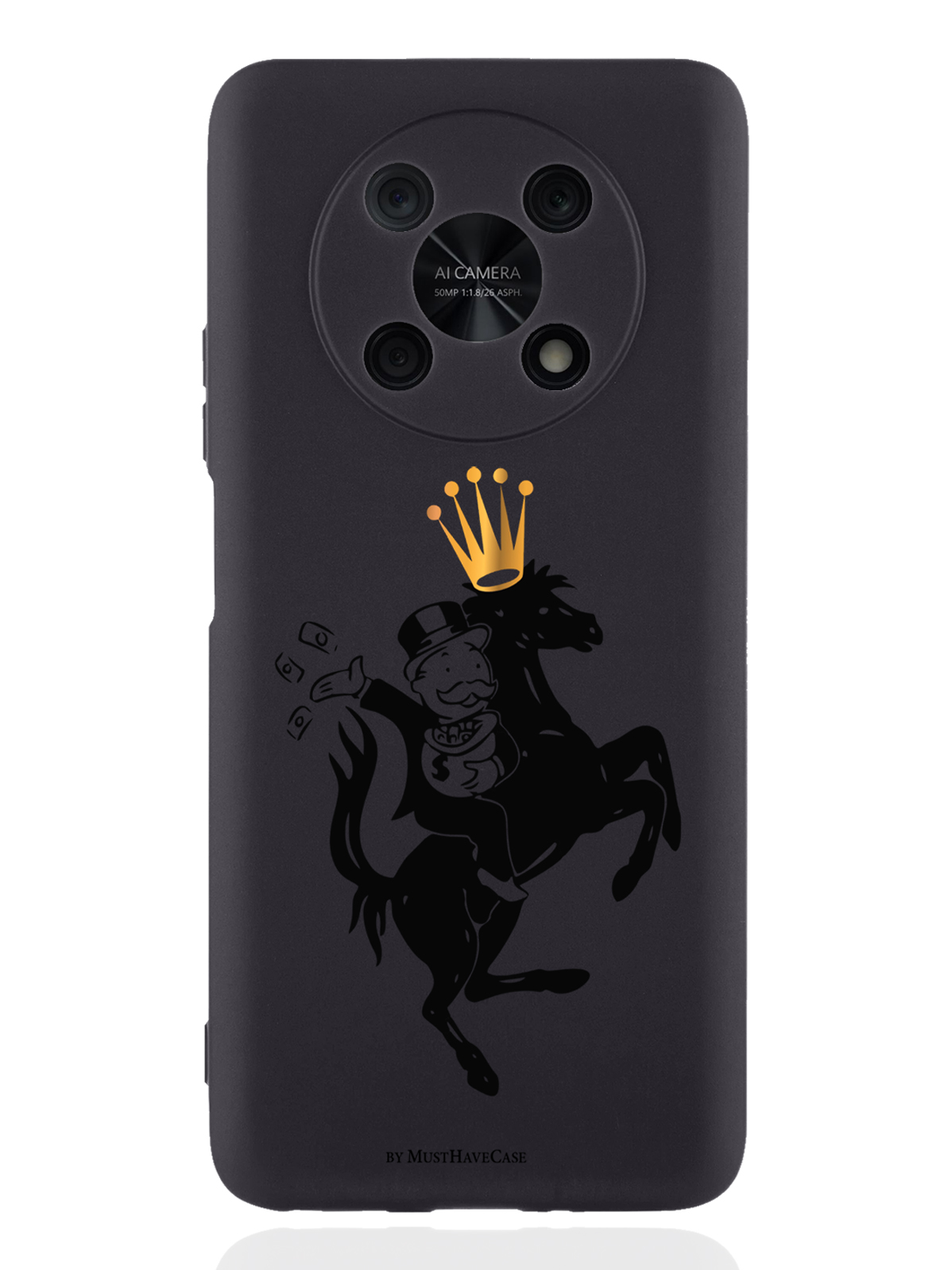 

Чехол MustHaveCase для Huawei Nova Y90 Monopoly на коне черный, Черный;золотистый