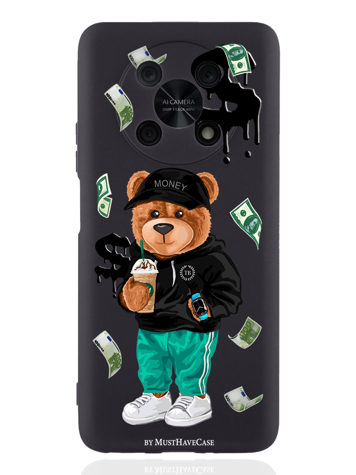 

Чехол MustHaveCase для Huawei Nova Y90 Tony Bear/Мишка Тони черный, Черный;зеленый;коричневый