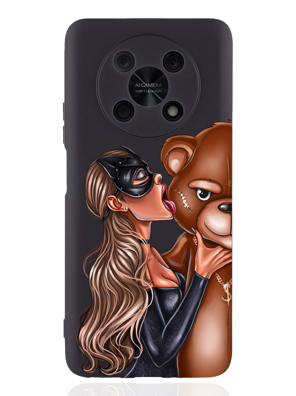 

Чехол MustHaveCase для Huawei Nova Y90 Кошечка и мишка черный, Черный;коричневый