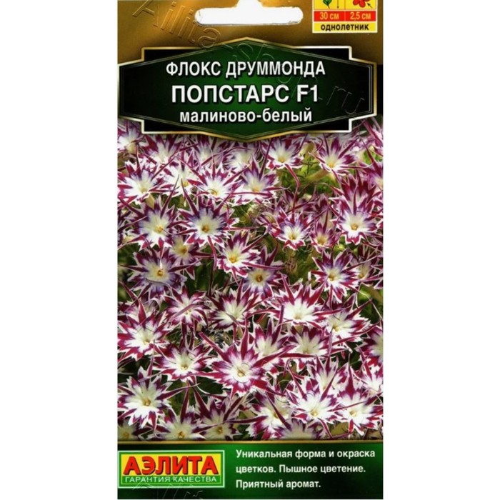 

Семена Цветов Флокс друммонда Попстарс F1 Агрофирма АЭЛИТА малиново-белый 5 шт