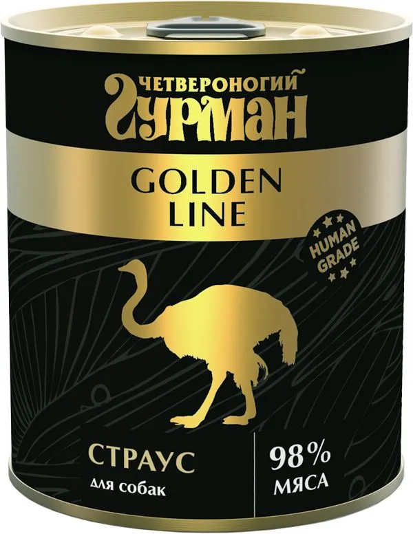 

Влажный корм для собак Четвероногий гурман Golden line со страусом, 340 гр., Golden line