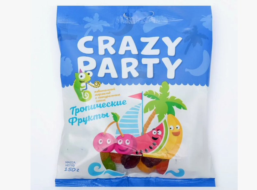 Мармелад Азовская кондитерская фабрика Crazy Party Тропические фрукты, 150 г