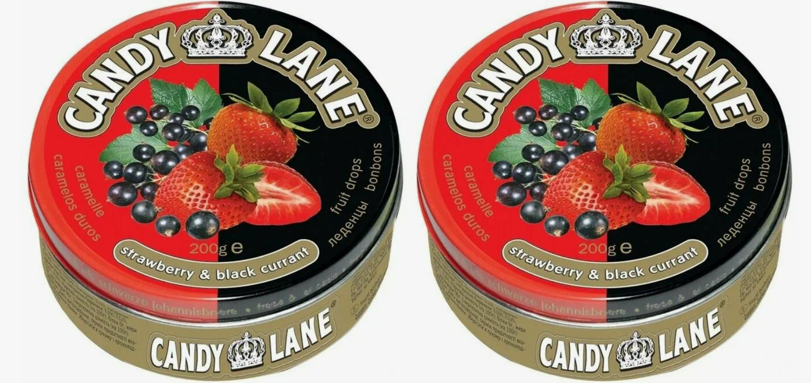 Леденцы Сладкая сказка candy lane клубника и черная смородина, 200 г х 2 шт