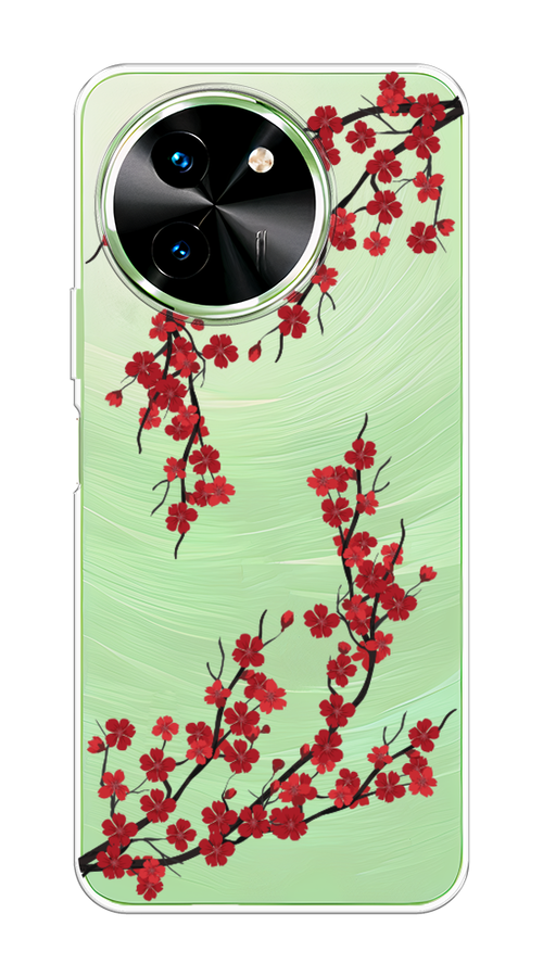 

Чехол на Vivo T3x/Y38 5G "Красная сакура", Красный;черный, 2610750-1
