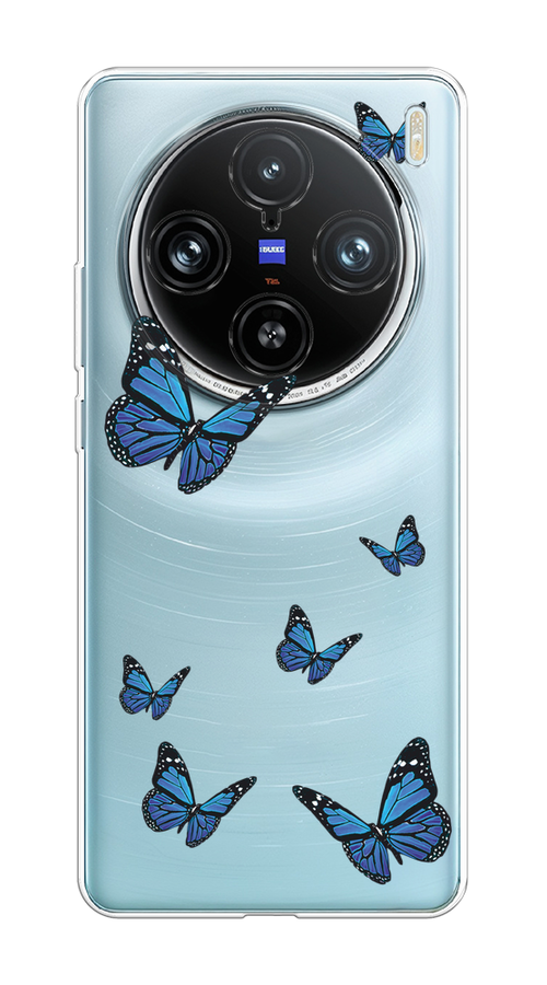 

Чехол на Vivo X100 Pro "Blue butterflies", Синий;черный, 2611850-1