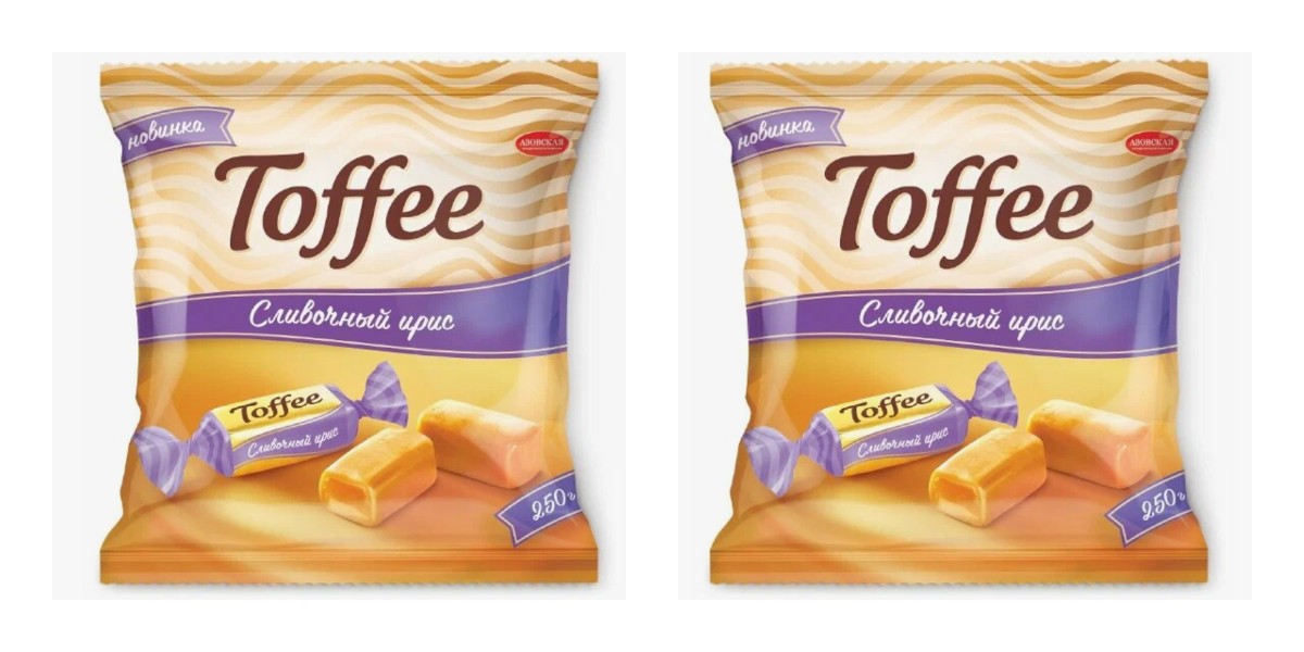 Ирис Азовская кондитерская фабрика сливочный глазированый Toffee, 250 г х 2 шт