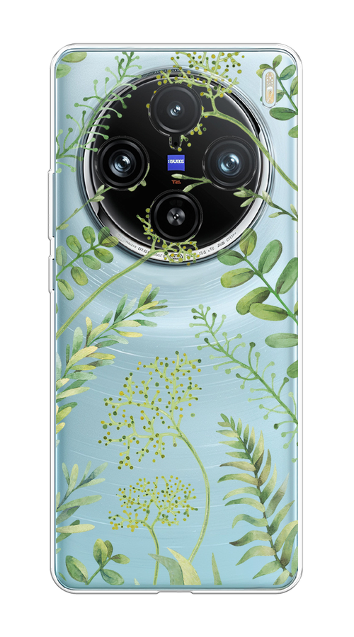 

Чехол на Vivo X100 Pro "Green Leaves", Зеленый;прозрачный, 2611850-1