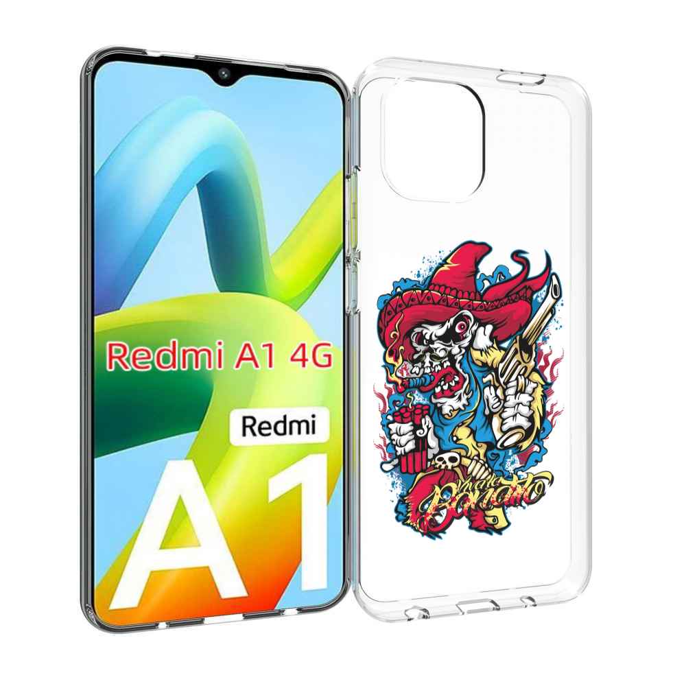 

Чехол Mypads Нарисованный Скелет С Писталетом Для Xiaomi Redmi A1, Прозрачный, Tocco