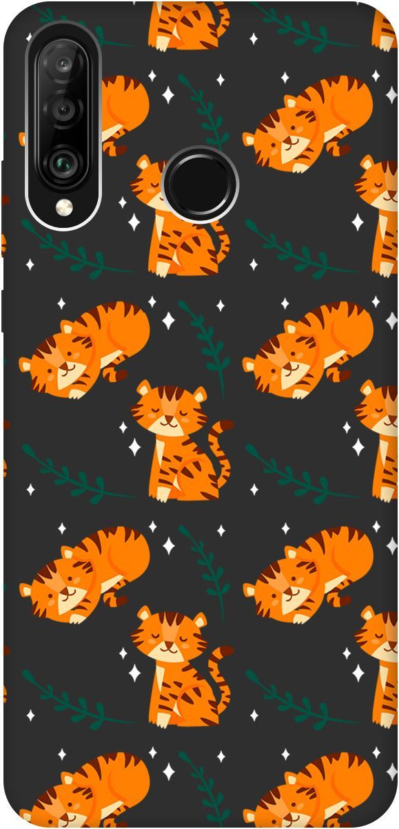 

Чехол на Honor 20 Lite/20s/Huawei P30 Lite "Tigers" черный, 8381