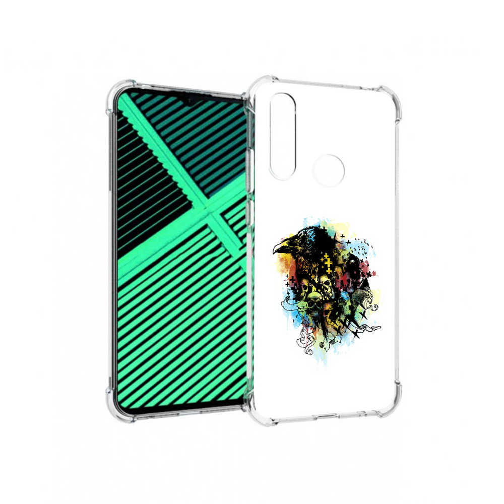 

Чехол MyPads Tocco для Motorola Moto G8 Power Lite ворон и черепа (PT227069.358.273), Прозрачный, Tocco