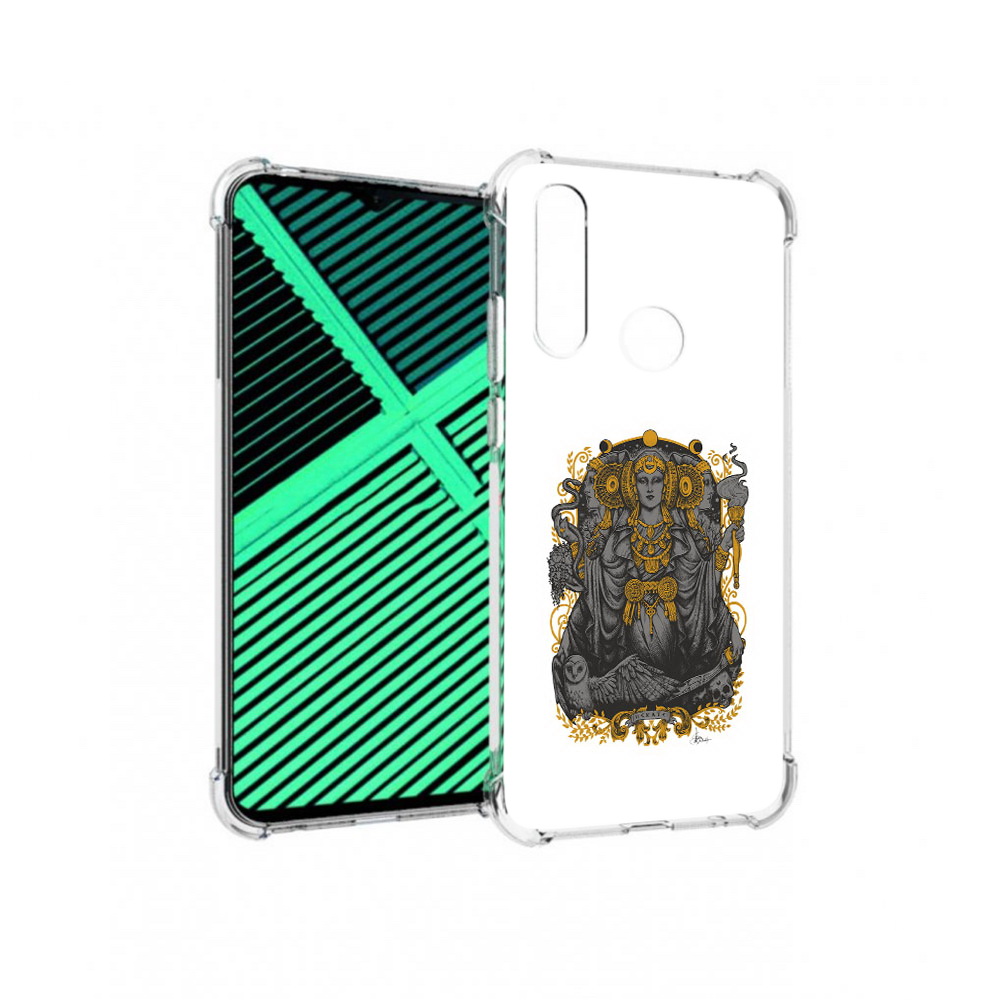 

Чехол MyPads Tocco для Motorola Moto G8 Power Lite божество с золотыми элементами, Прозрачный, Tocco