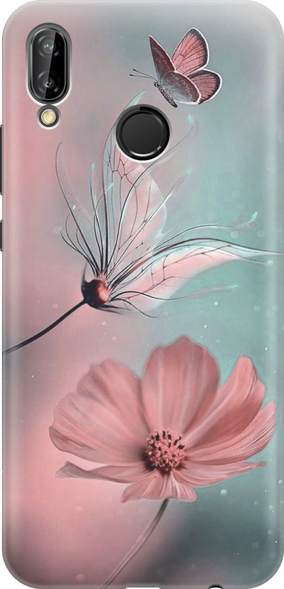 

Чехол на Huawei P20 Lite/Nova 3e с принтом "Бабочка и цветы", Голубой;розовый, 4479