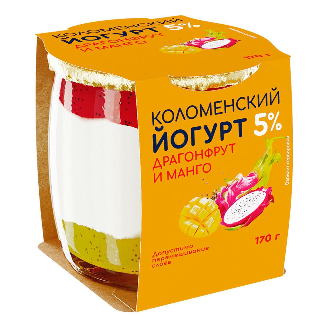 Йогурт Коломенский питахайя-манго-чиа 5% 170 г