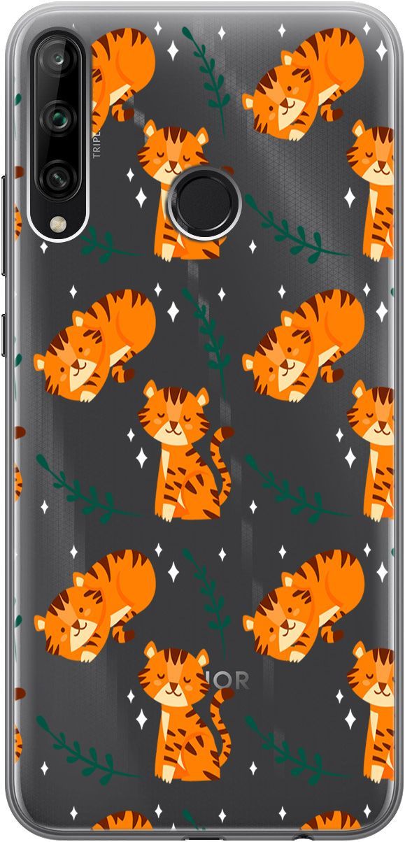 

Чехол на Honor 9C/Huawei P40 Lite E "Tigers" прозрачный, Прозрачный;бежевый, 5264