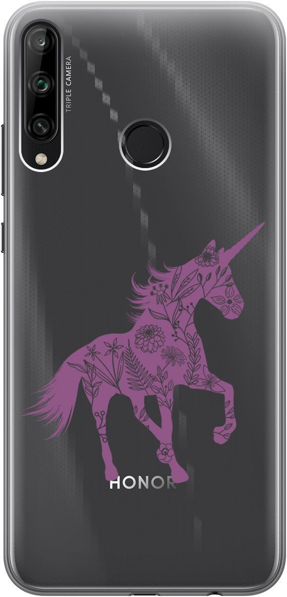 

Чехол на Honor 9C/Huawei P40 Lite E "Floral Unicorn" прозрачный, 5264