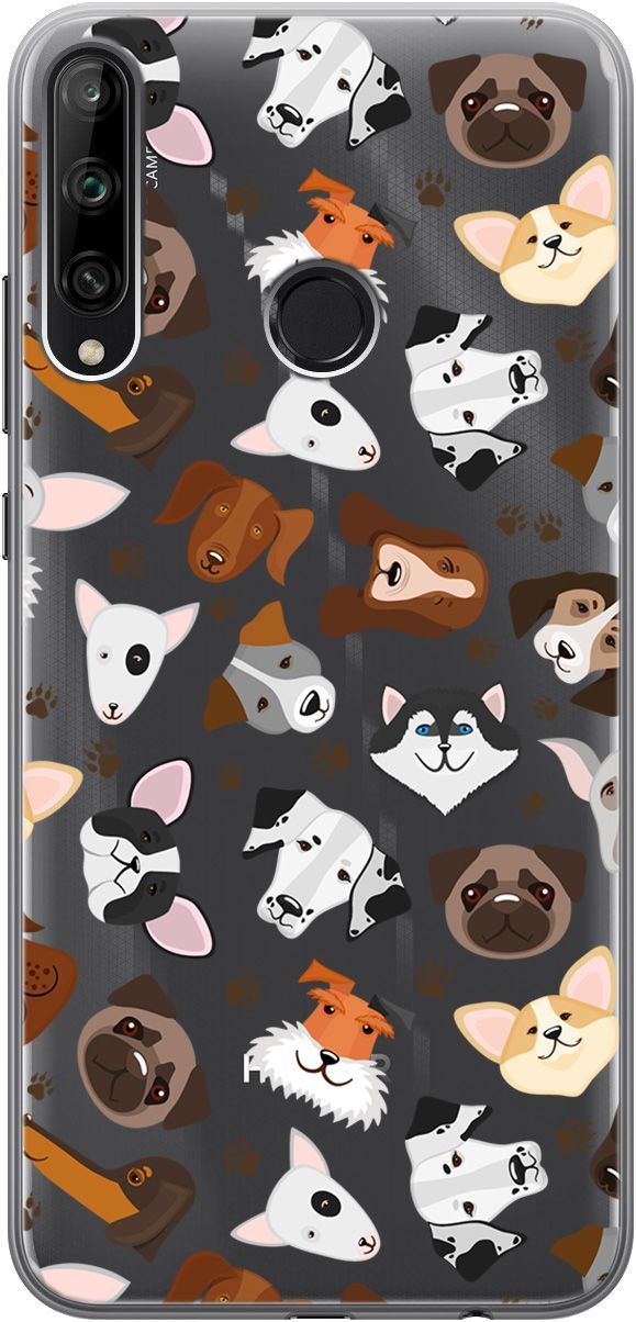 

Чехол на Honor 9C/Huawei P40 Lite E "Dogs Pattern" прозрачный, Прозрачный;коричневый, 5264