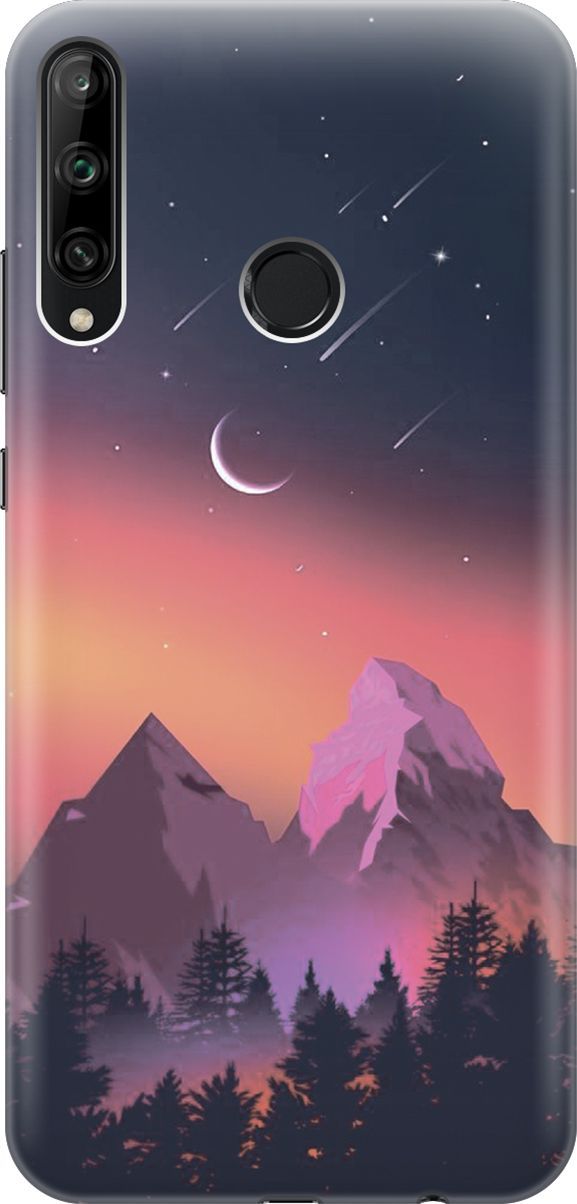 

Чехол на Honor 9C/Huawei P40 Lite E "Горы и звездопад", Оранжевый;черный, 6415