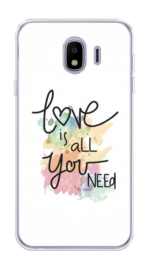 

Чехол на Samsung Galaxy J4 "Love is all you need", Белый;черный;зеленый, 26450-1