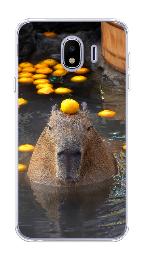

Чехол на Samsung Galaxy J4 "Капибара отдыхает", Коричневый;оранжевый;серый, 26450-1