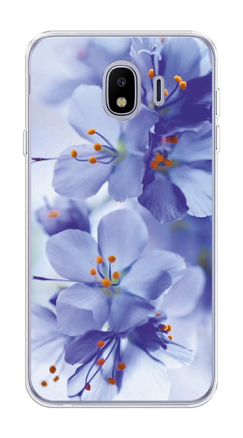 

Чехол на Samsung Galaxy J4 "Фиолетовые цветки", Фиолетовый;синий, 26450-1