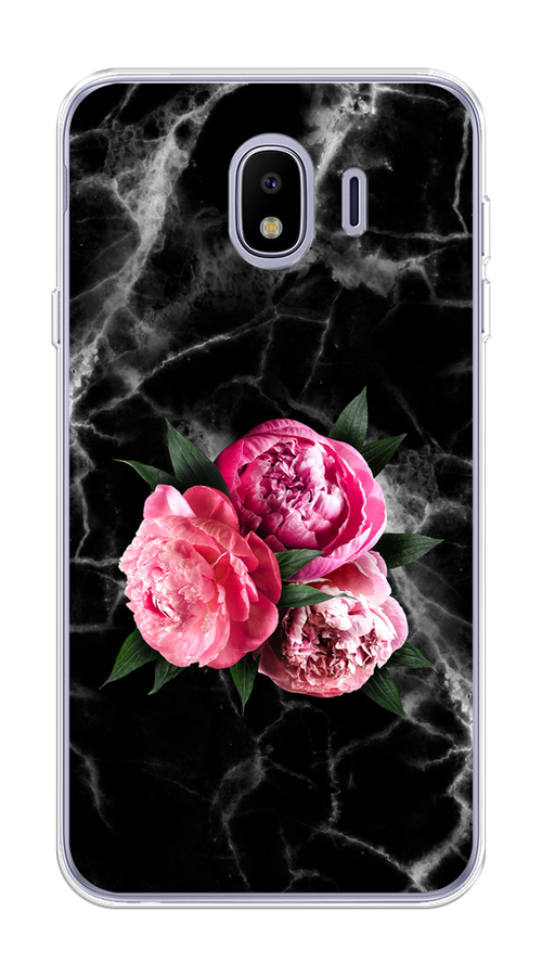 

Чехол на Samsung Galaxy J4 "Букет на черном мраморе", Черный;серый;розовый;зеленый;белый, 26450-1