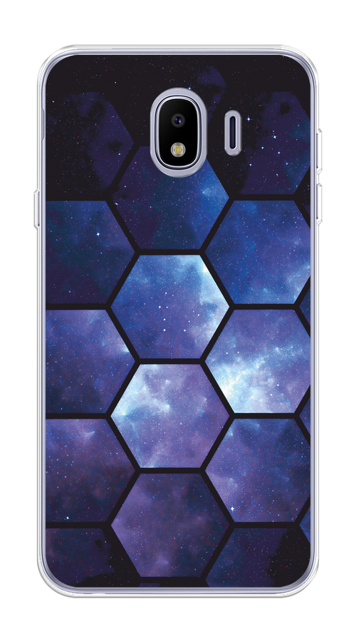 

Чехол на Samsung Galaxy J4 "Соты космос", Черный;фиолетовый, 26450-1