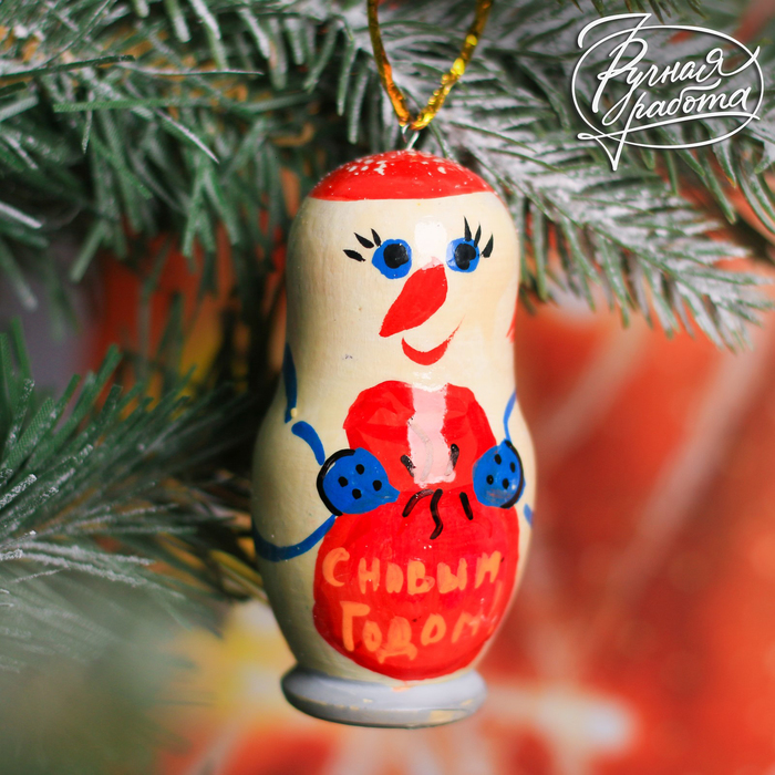 

елочная игрушка Снеговик с мешком