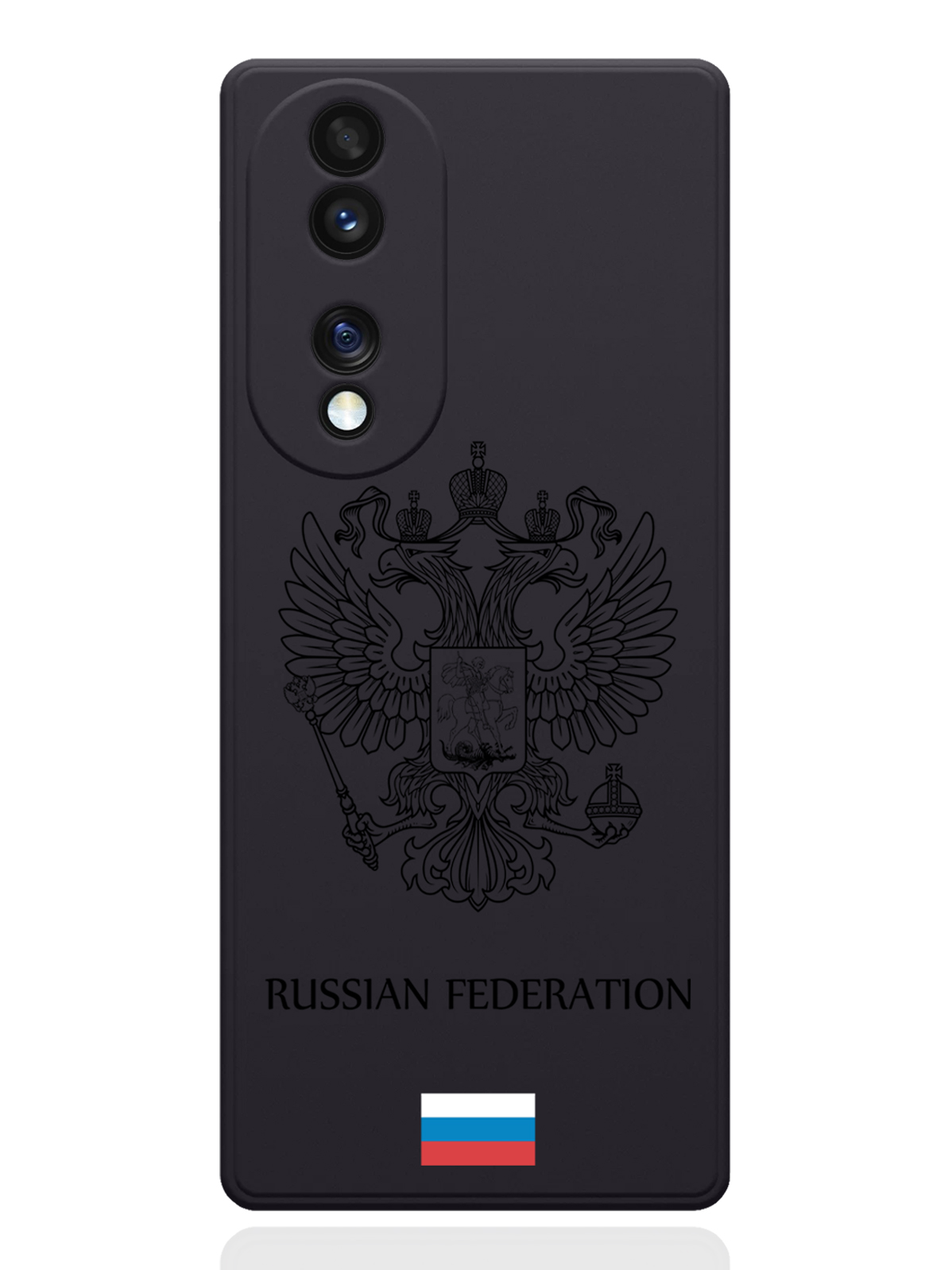 фото Чехол musthavecase для honor 70 черный лаковый герб россия черный