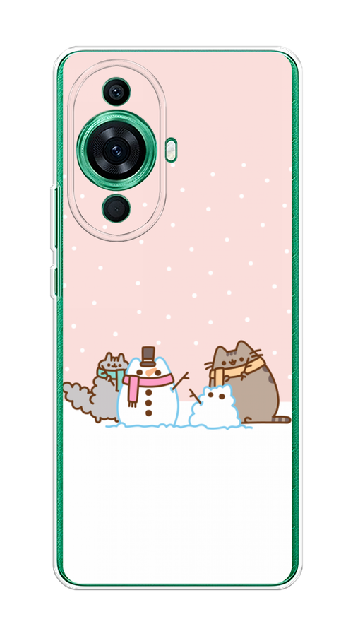

Чехол на Huawei Nova 11 Pro "Котики в снегу", Розовый;белый;серый, 6121350-5