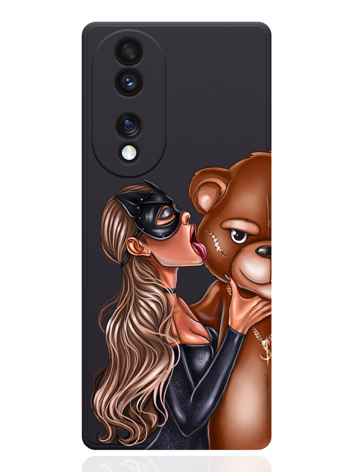

Чехол MustHaveCase для Honor 70 Кошечка и мишка черный, Черный;коричневый