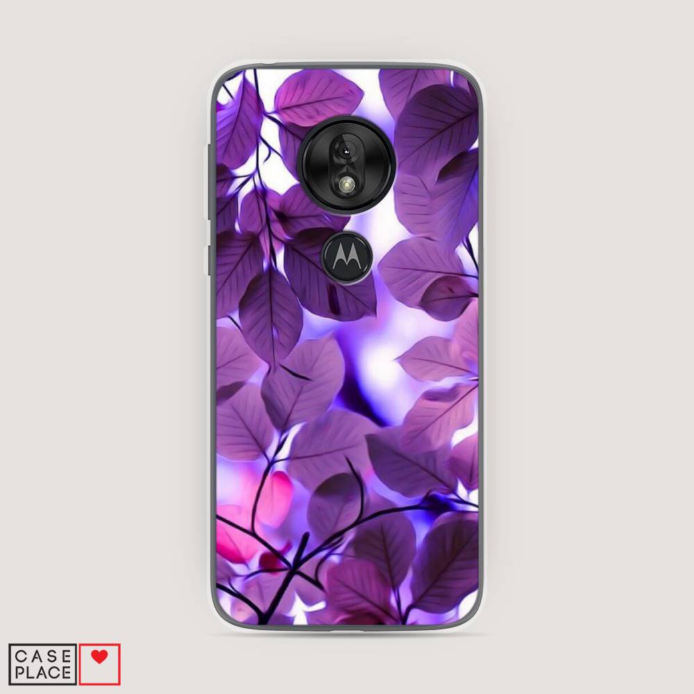 

Чехол на Motorola Moto G7 Play "Сиреневые листики", Фиолетовый;голубой, 241250-2