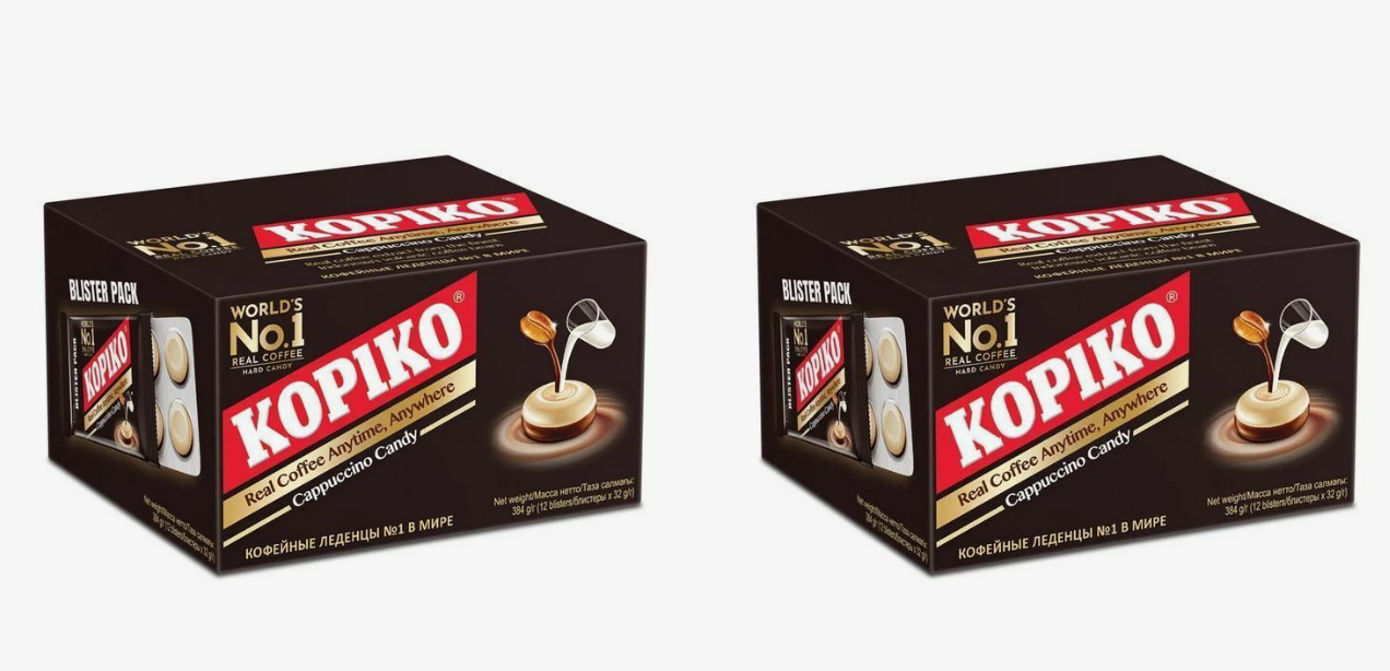 Леденцы KOPIKO кофейные Coffee Candy, 12 блистеров, 384 г х 2 шт