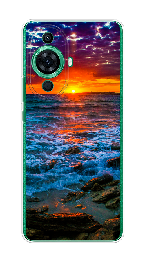 

Чехол на Huawei Nova 11 Pro "Закат 1", Оранжевый;синий, 6121350-2