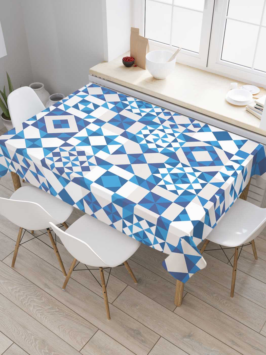 

Скатерть прямоугольная JoyArty "Волнительная фантазия" из сатена, 180x145 см, Голубой, Волнительная фантазия