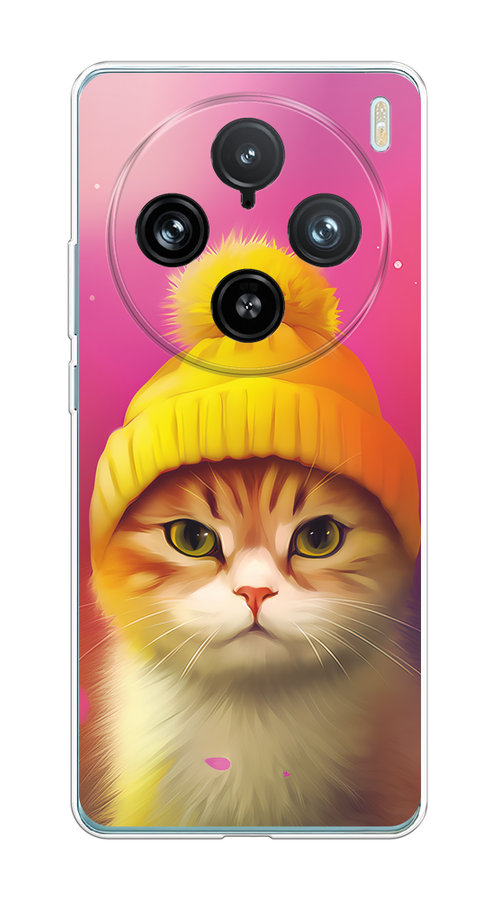 

Чехол на Vivo X100 Pro "Котик в шапочке", Розовый;желтый;бежевый, 2611850-1