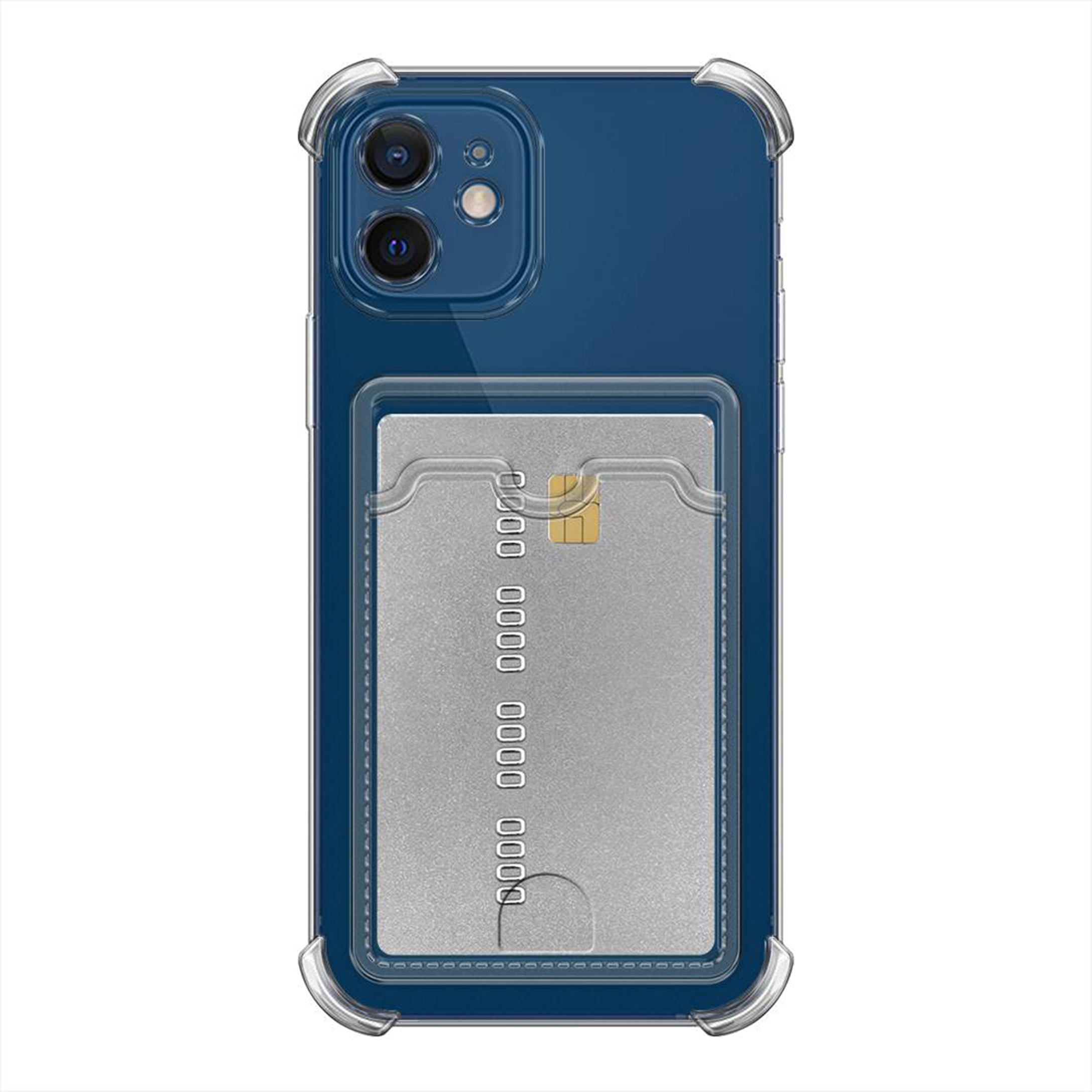 

Чехол силиконовый для iPhone 12 (6.1), с карманом для карты, с защитой камеры, X-Case, Прозрачный